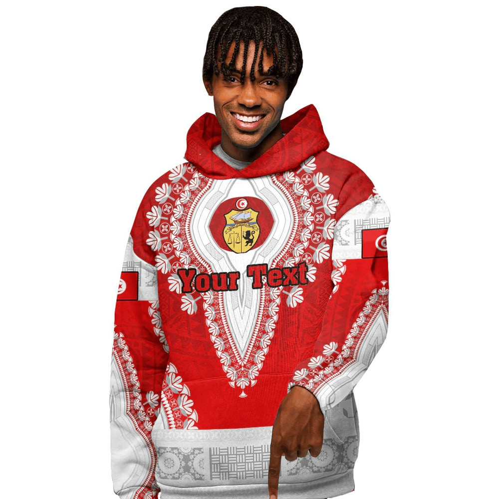 Tunisia - Red Version Hoodie Vintage African Dashiki, African Hoodie For Men Women