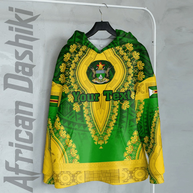 Zimbabwe - Green Version Hoodie Vintage African Dashiki, African Hoodie For Men Women