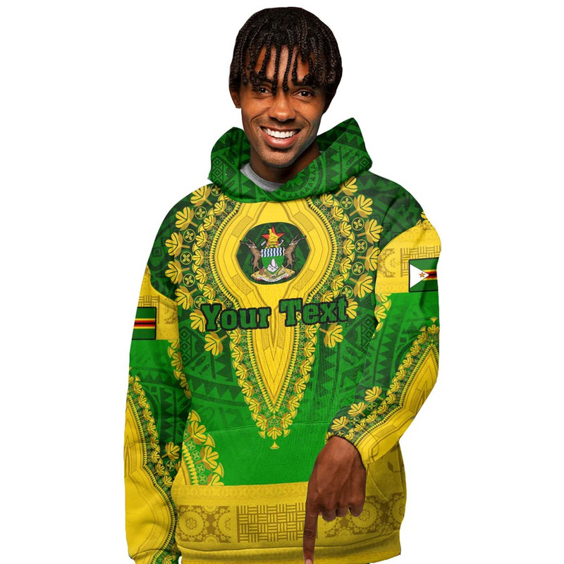 Zimbabwe - Green Version Hoodie Vintage African Dashiki, African Hoodie For Men Women