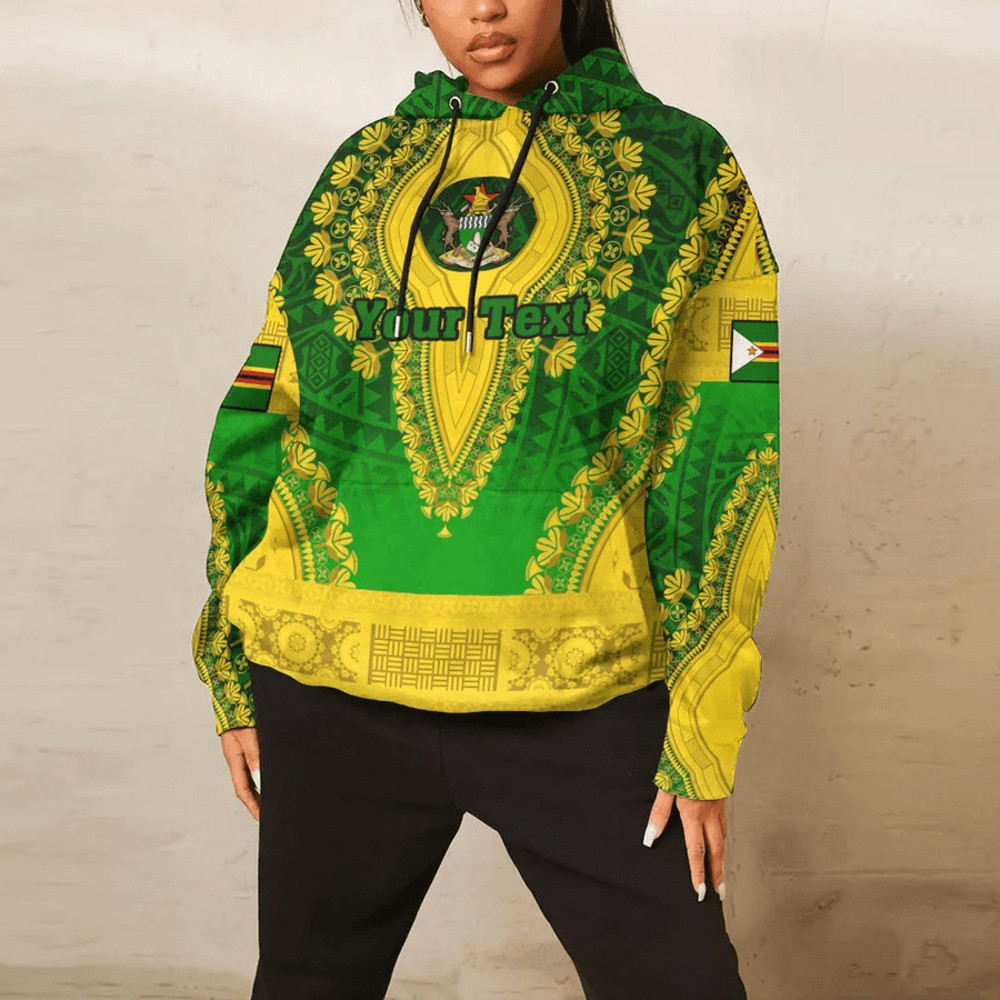 Zimbabwe - Green Version Hoodie Vintage African Dashiki, African Hoodie For Men Women