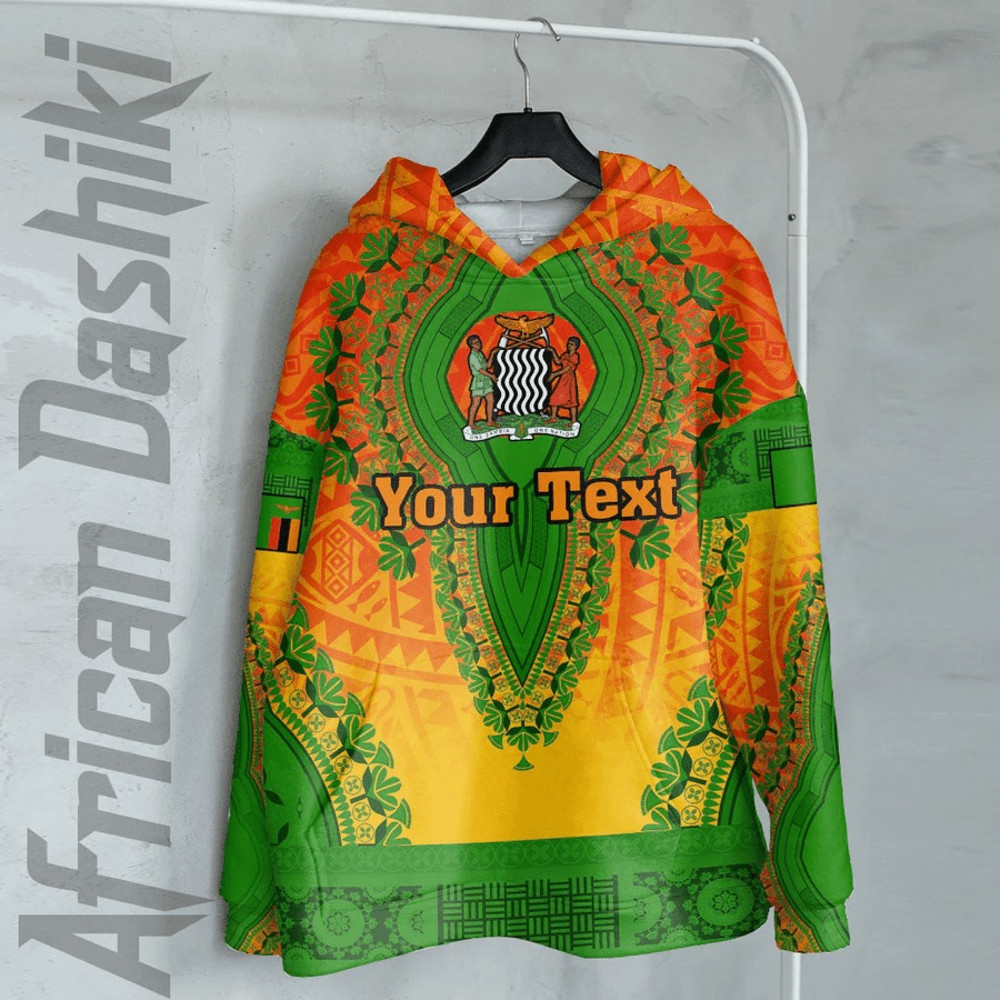 Zambia - Orange Version Hoodie Vintage African Dashiki, African Hoodie For Men Women