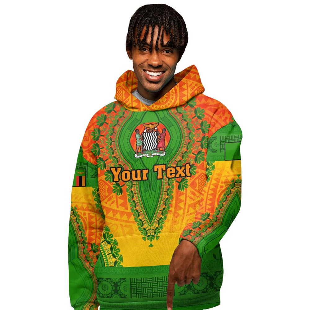 Zambia - Orange Version Hoodie Vintage African Dashiki, African Hoodie For Men Women