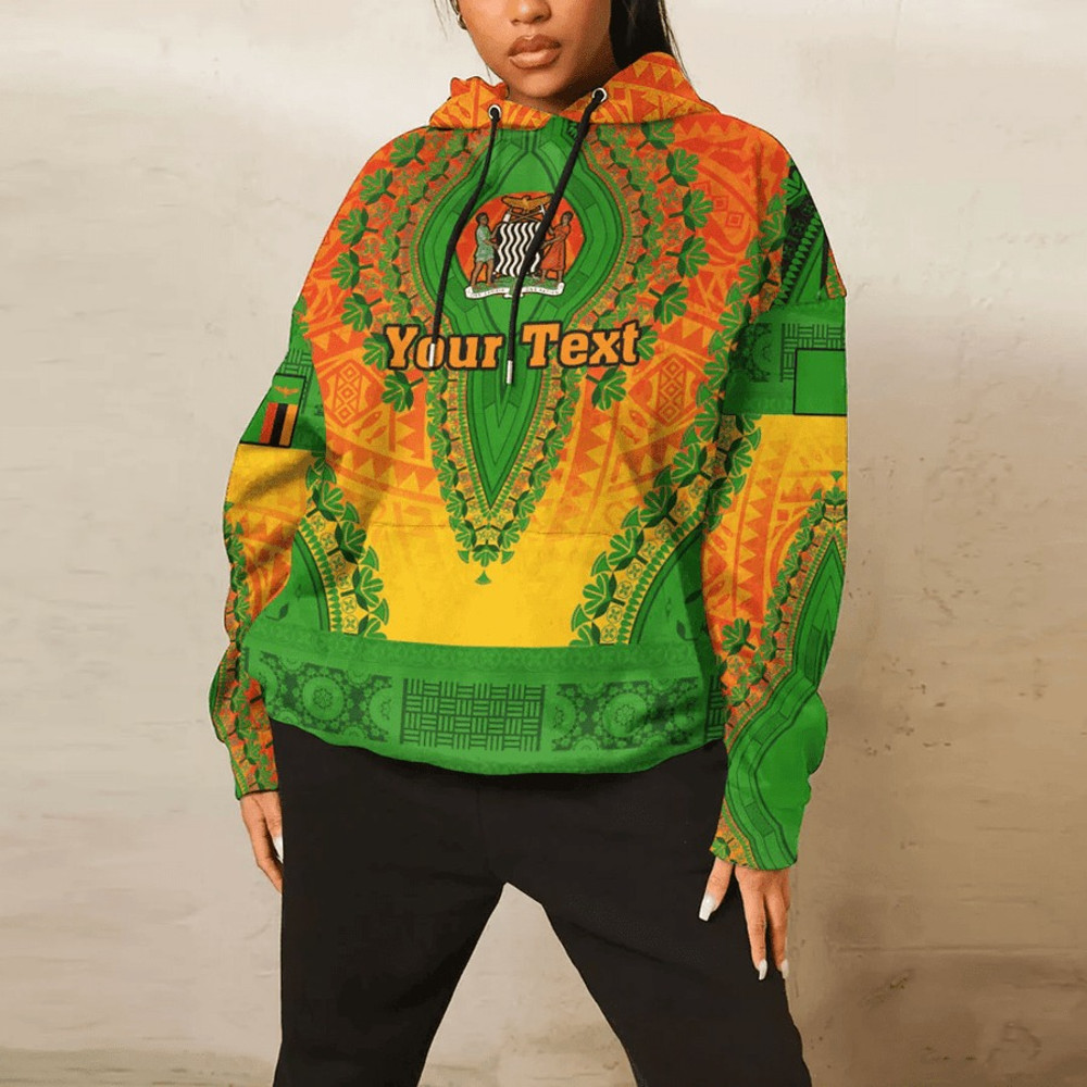 Zambia - Orange Version Hoodie Vintage African Dashiki, African Hoodie For Men Women
