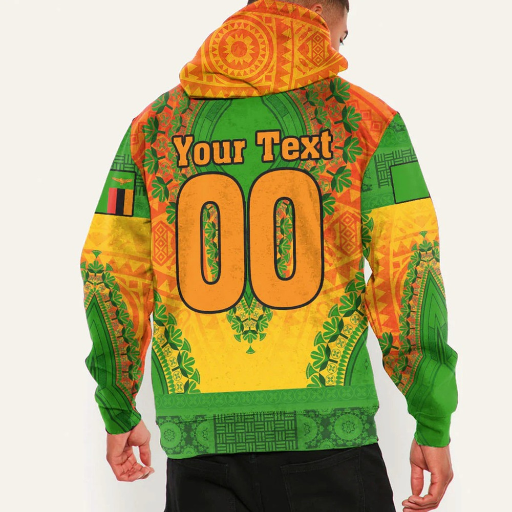 Zambia - Orange Version Hoodie Vintage African Dashiki, African Hoodie For Men Women