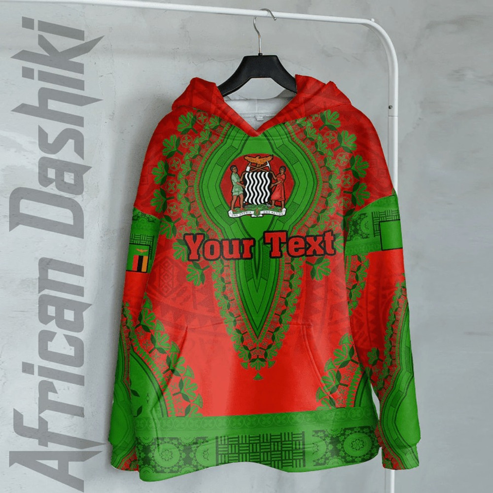 Zambia - Red Version Hoodie Vintage African Dashiki, African Hoodie For Men Women