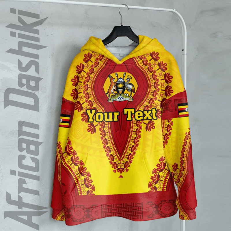 Uganda - Yellow Version Hoodie Vintage African Dashiki, African Hoodie For Men Women