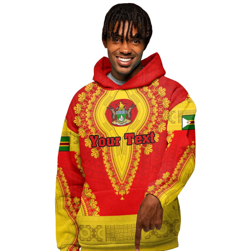 Zimbabwe - Red Version Hoodie Vintage African Dashiki, African Hoodie For Men Women