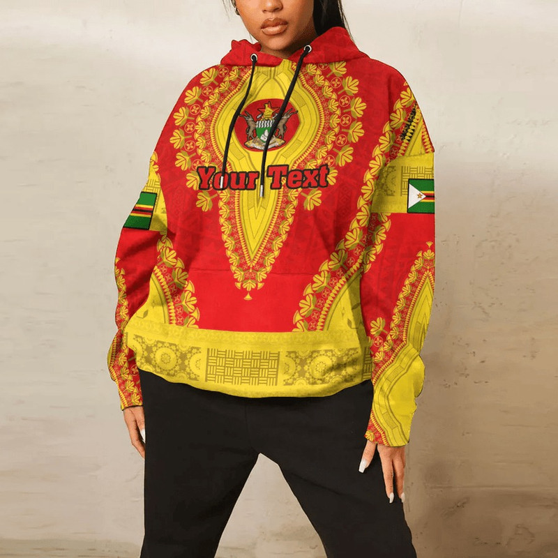 Zimbabwe - Red Version Hoodie Vintage African Dashiki, African Hoodie For Men Women
