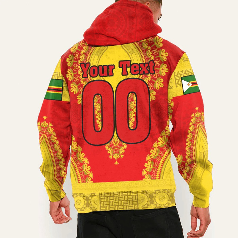 Zimbabwe - Red Version Hoodie Vintage African Dashiki, African Hoodie For Men Women