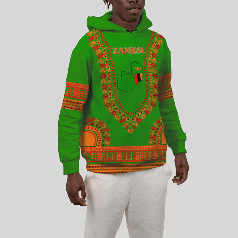 Zambia Traditional Dashiki Hoodie, African Hoodie For Men Women