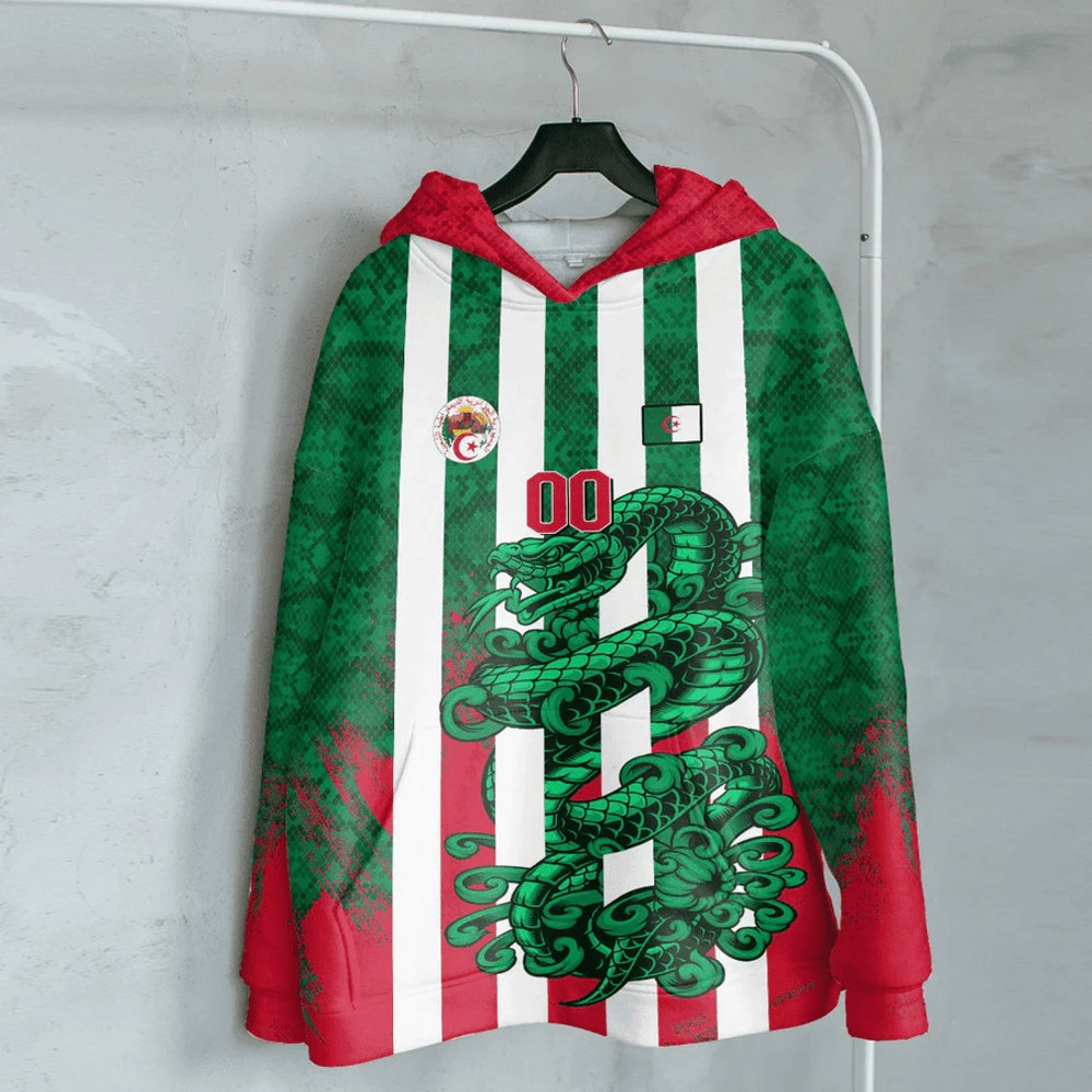 Algeria - Green Version Hoodie Snake Jersey, African Hoodie For Men Women