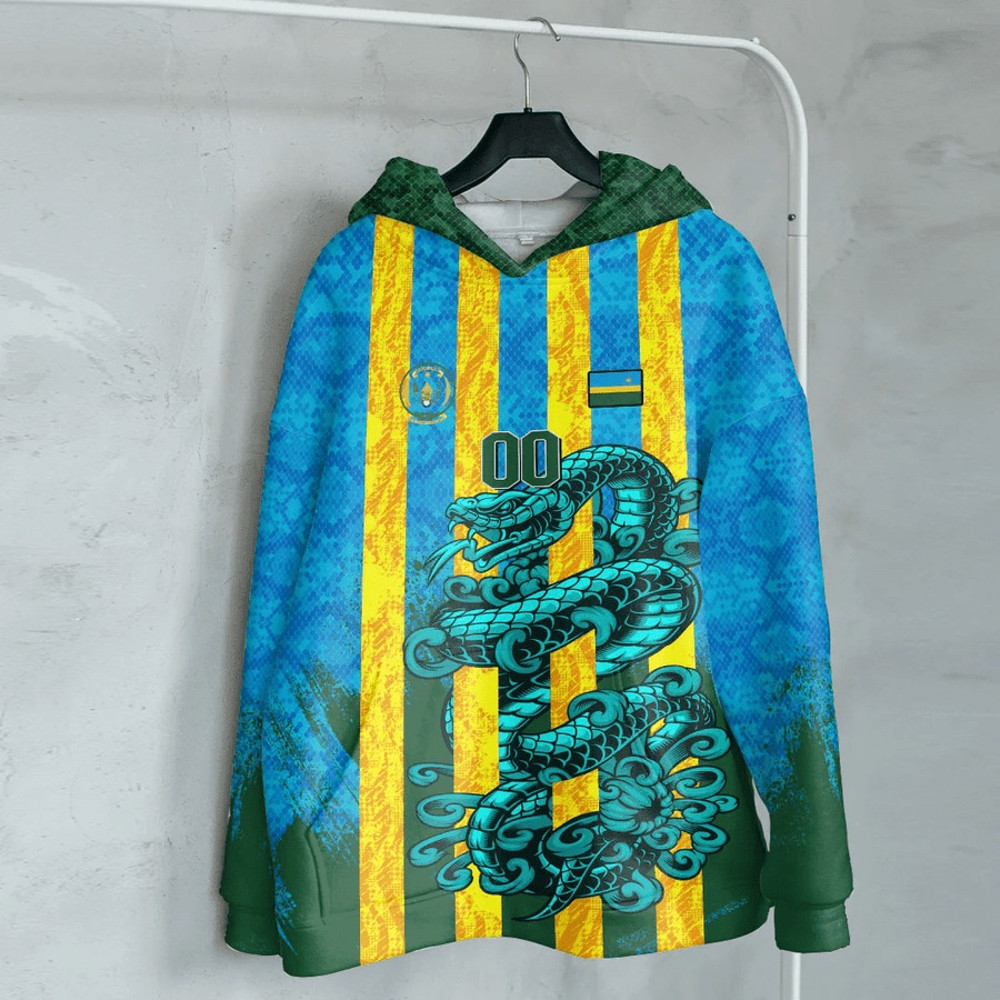 Rwanda - Blue Version Hoodie Snake Jersey, African Hoodie For Men Women