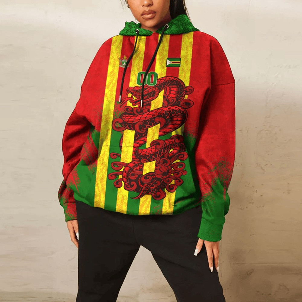 Zimbabwe - Red Version Hoodie Snake Jersey, African Hoodie For Men Women