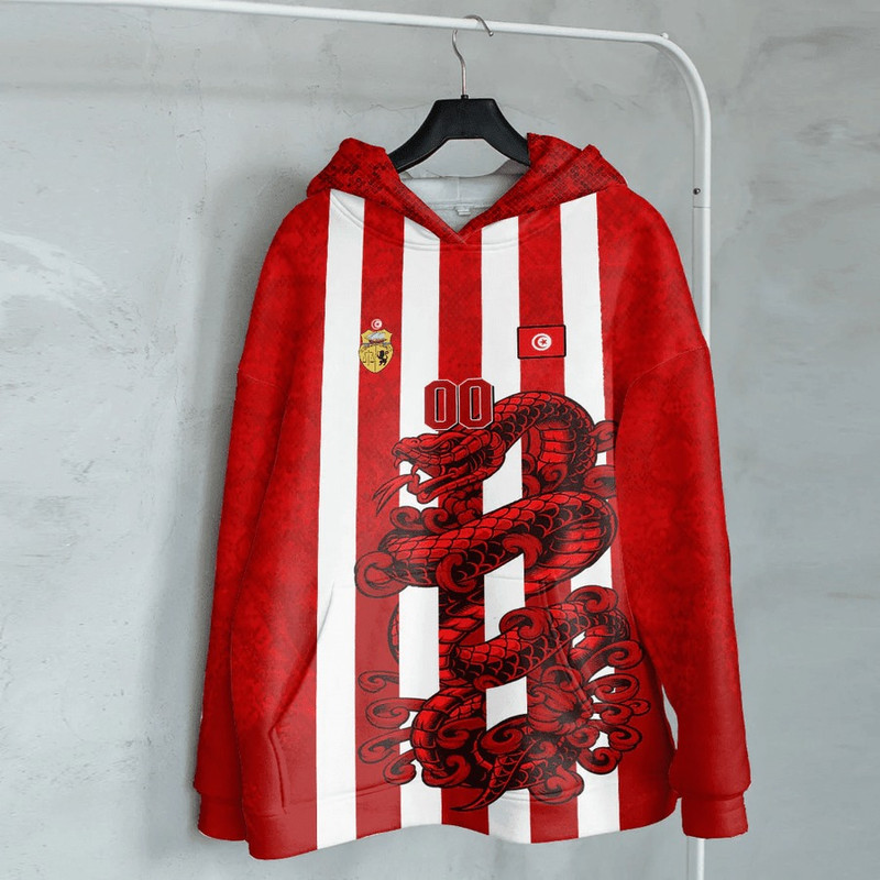 Tunisia - Red Version Hoodie Snake Jersey, African Hoodie For Men Women
