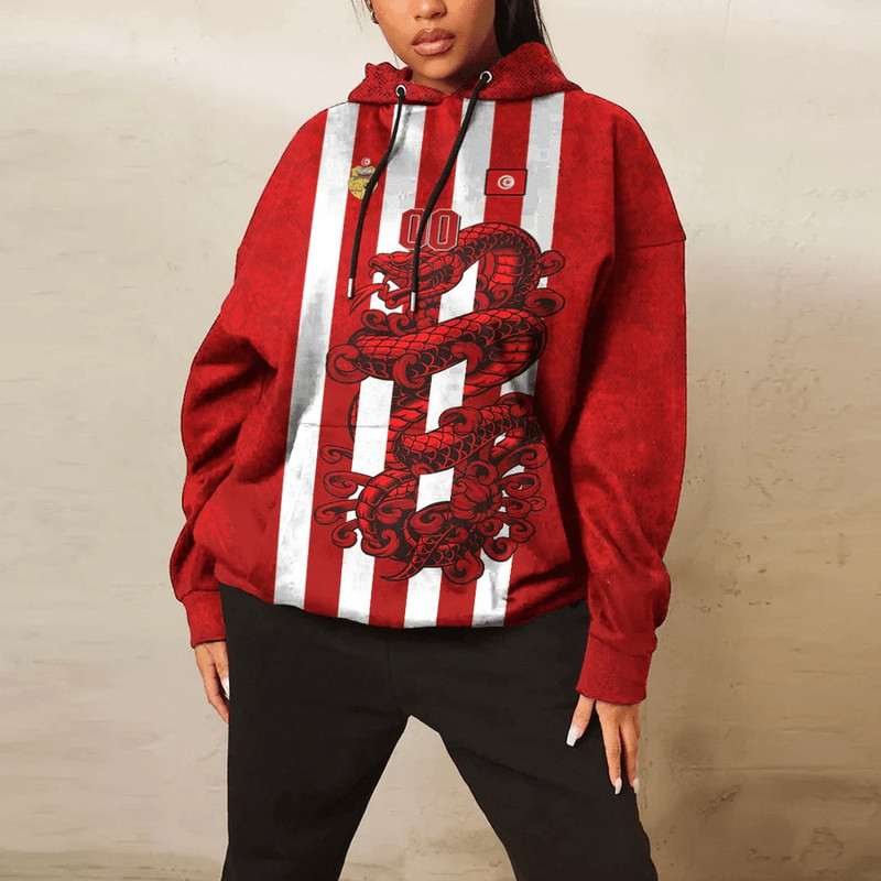 Tunisia - Red Version Hoodie Snake Jersey, African Hoodie For Men Women