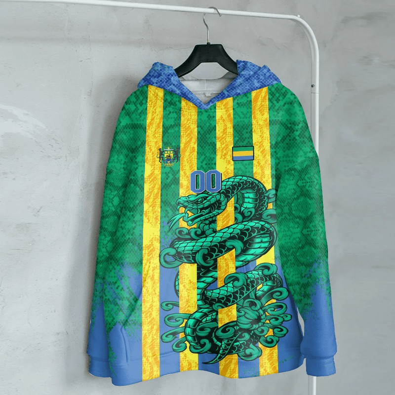 Gabon - Green Version Hoodie Snake Jersey, African Hoodie For Men Women