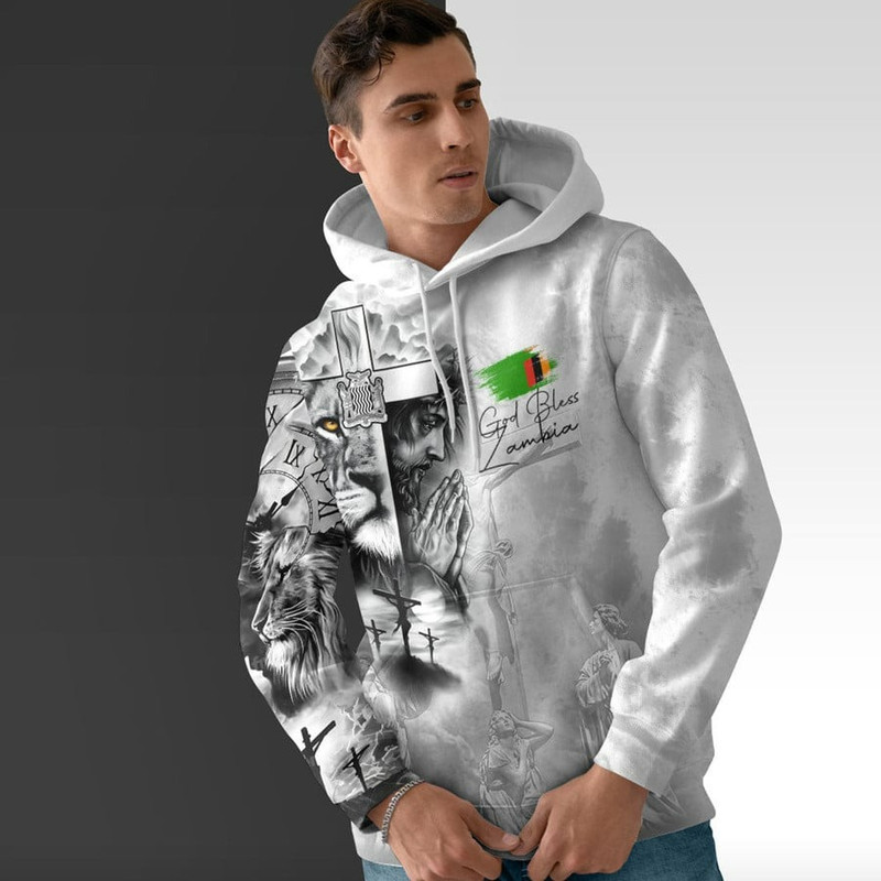 Zambia Hoodie Jesus Pray and The Lion of Judah, African Hoodie For Men Women