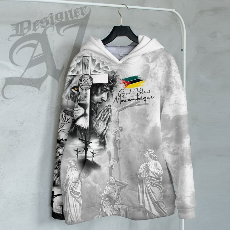Mozambique Hoodie Jesus Pray and The Lion of Judah, African Hoodie For Men Women