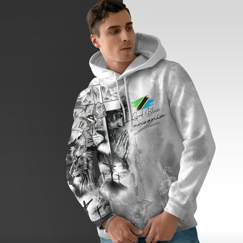 Tanzania Hoodie Jesus Pray and The Lion of Judah, African Hoodie For Men Women
