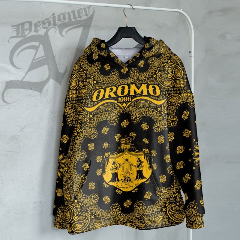 Oromo Yellow Version Hoodie Paisley Bandana "Never Out of Date", African Hoodie For Men Women