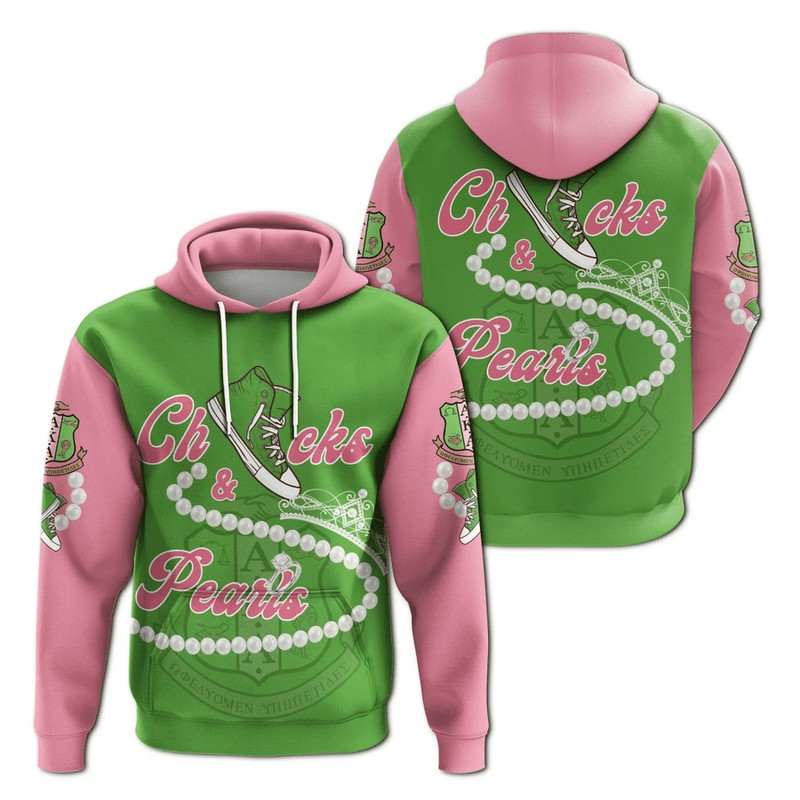 AKA Sorority Chucks And Pearls Hoodie K.H Pearls, African Hoodie For Men Women