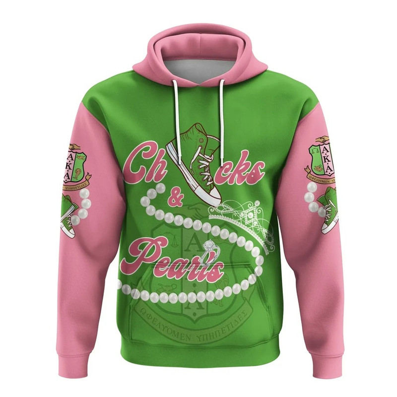 AKA Sorority Chucks And Pearls Hoodie K.H Pearls, African Hoodie For Men Women