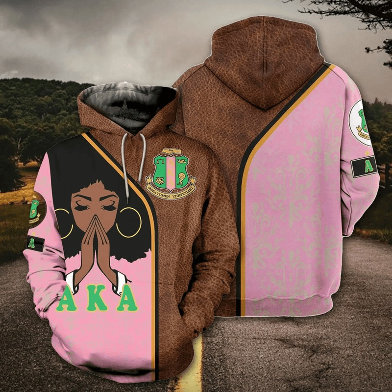 AKA Sorority Hoodie Faux Leather Graphic, African Hoodie For Men Women