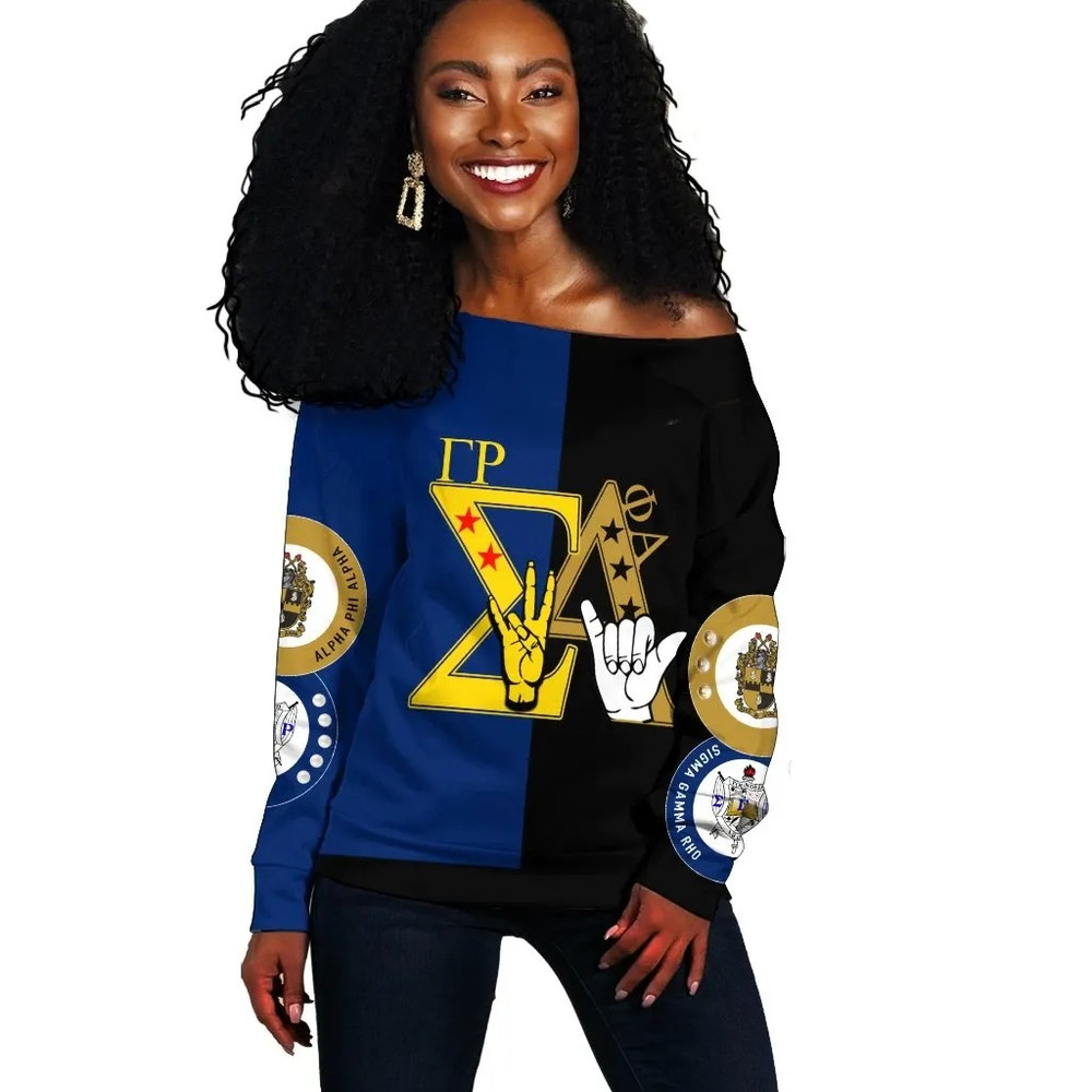Alpha Phi Alpha Sigma Gamma Rho Couple Offshoulder, African Women Off Shoulder For Women