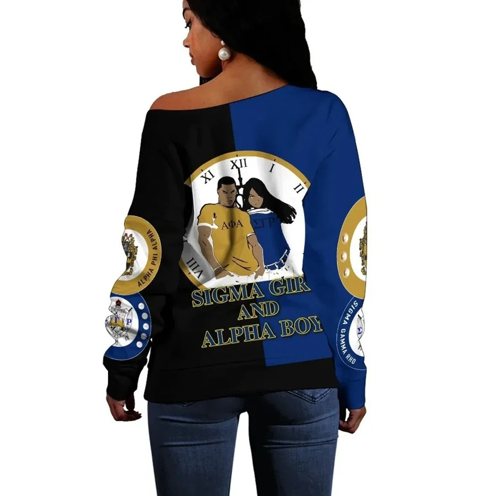 Alpha Phi Alpha Sigma Gamma Rho Couple Offshoulder, African Women Off Shoulder For Women