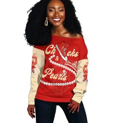 Delta Sigma Theta Chucks And Pearls Offshoulder K.H Pearls, African Women Off Shoulder For Women