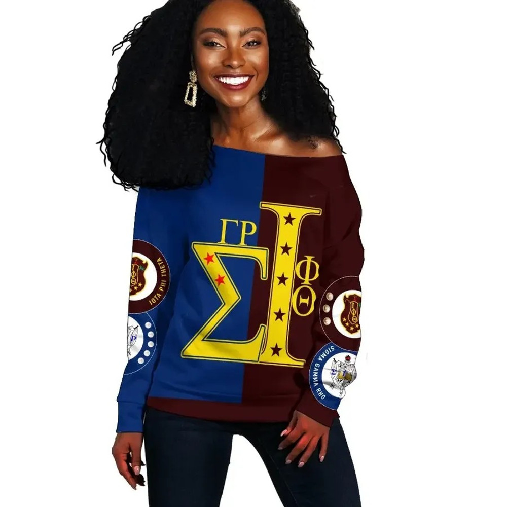 Iota Phi Theta Sigma Gamma Rho Couple Offshoulder, African Women Off Shoulder For Women