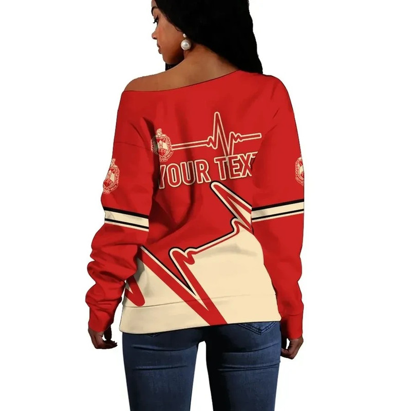 Personalised Heartbeat Delta Sigma Theta Women Off Shoulder, African Women Off Shoulder For Women
