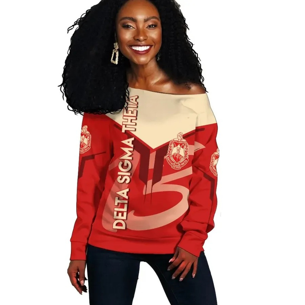 Delta Sigma Theta Women Off Shoulder Sweatshirt Drinking Style, African Women Off Shoulder For Women