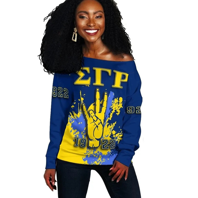 Sigma Gamma Rho Women Off Shoulder Sweatshirt Spaint Style, African Women Off Shoulder For Women