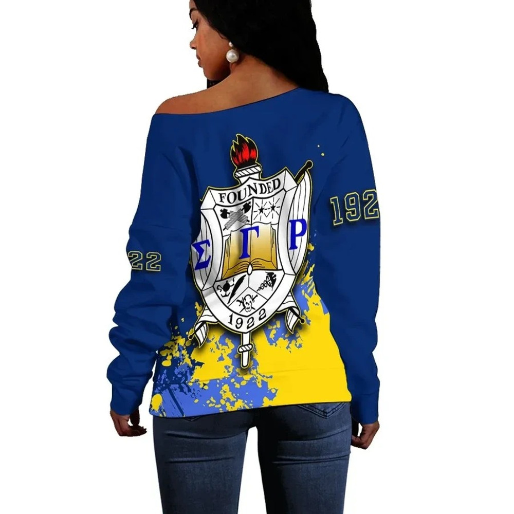 Sigma Gamma Rho Women Off Shoulder Sweatshirt Spaint Style, African Women Off Shoulder For Women
