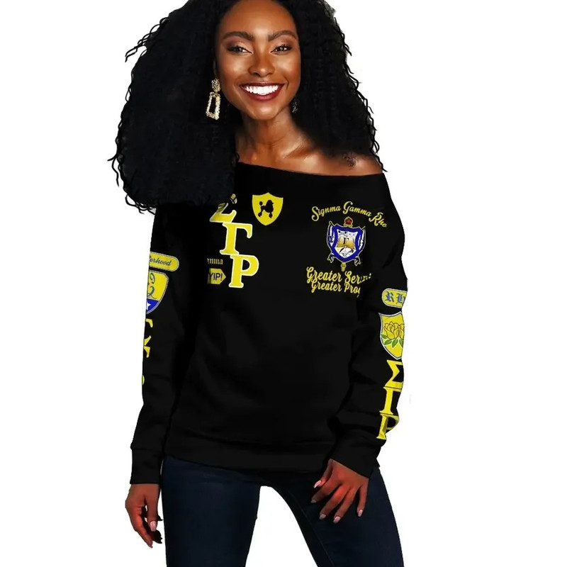 Sigma Gamma Rho Sorority Inc Black Ver2 Women Off Shoulder, African Women Off Shoulder For Women