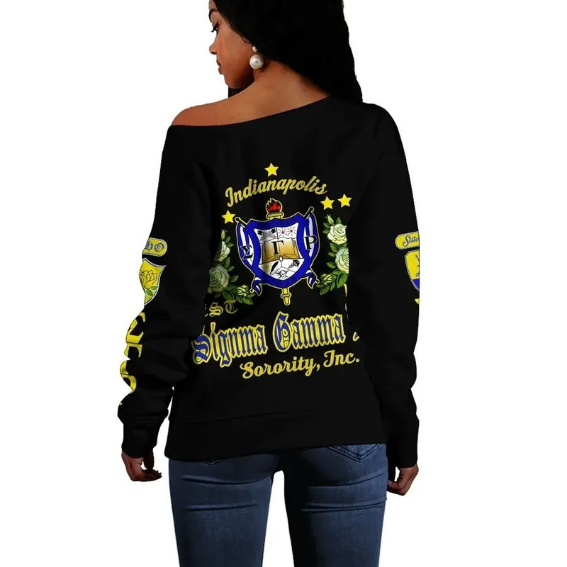 Sigma Gamma Rho Sorority Inc Black Ver2 Women Off Shoulder, African Women Off Shoulder For Women