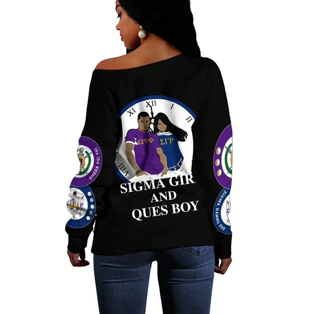 Omega Psi Phi Sigma Gamma Rho Black Offshoulder, African Women Off Shoulder For Women