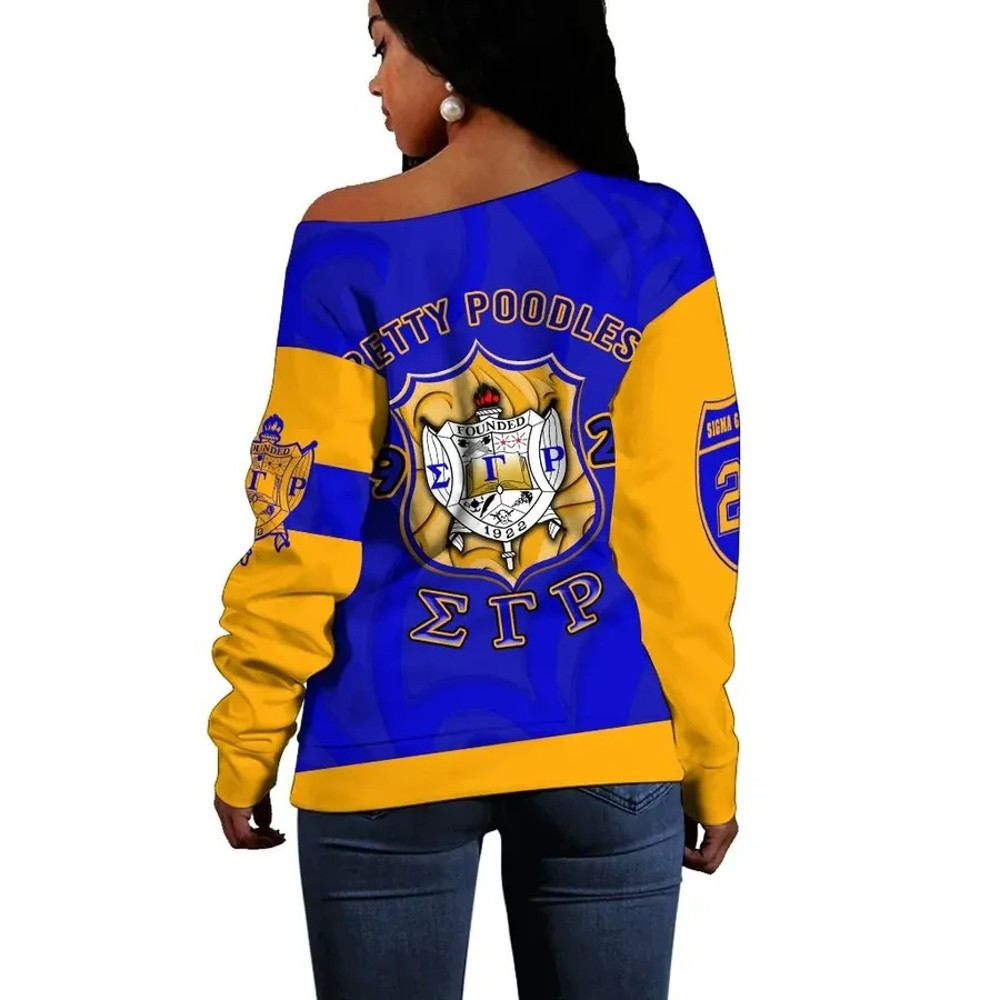 SGR Pretty Poodles Women Off Shoulder Sweatshirt, African Women Off Shoulder For Women
