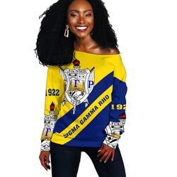 sigma gamma rho off shoulder sweatshirt tech style, african women off shoulder for women