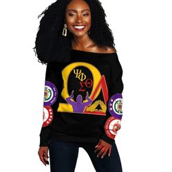 Omega Psi Phi Delta Sigma Theta Black Offshoulder, African Women Off Shoulder For Women