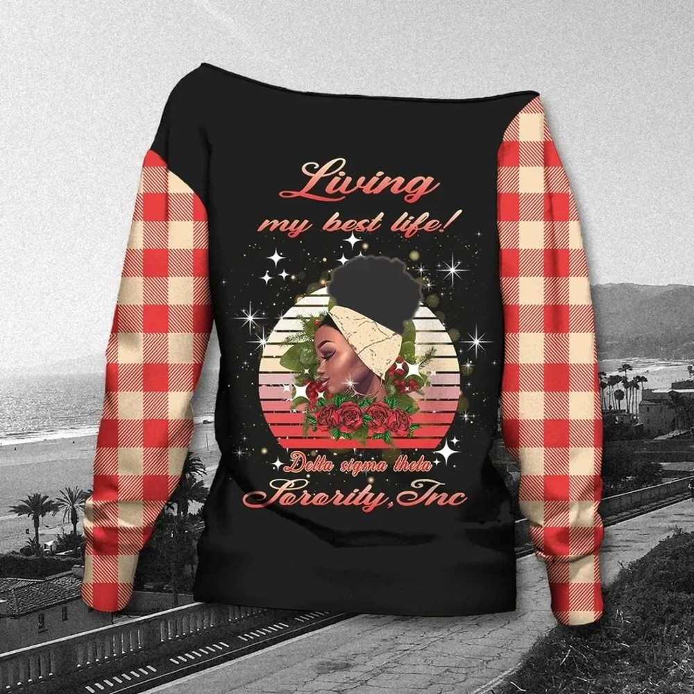 Living My Best Life Delta Sigma Theta Women Off Shoulder, African Women Off Shoulder For Women