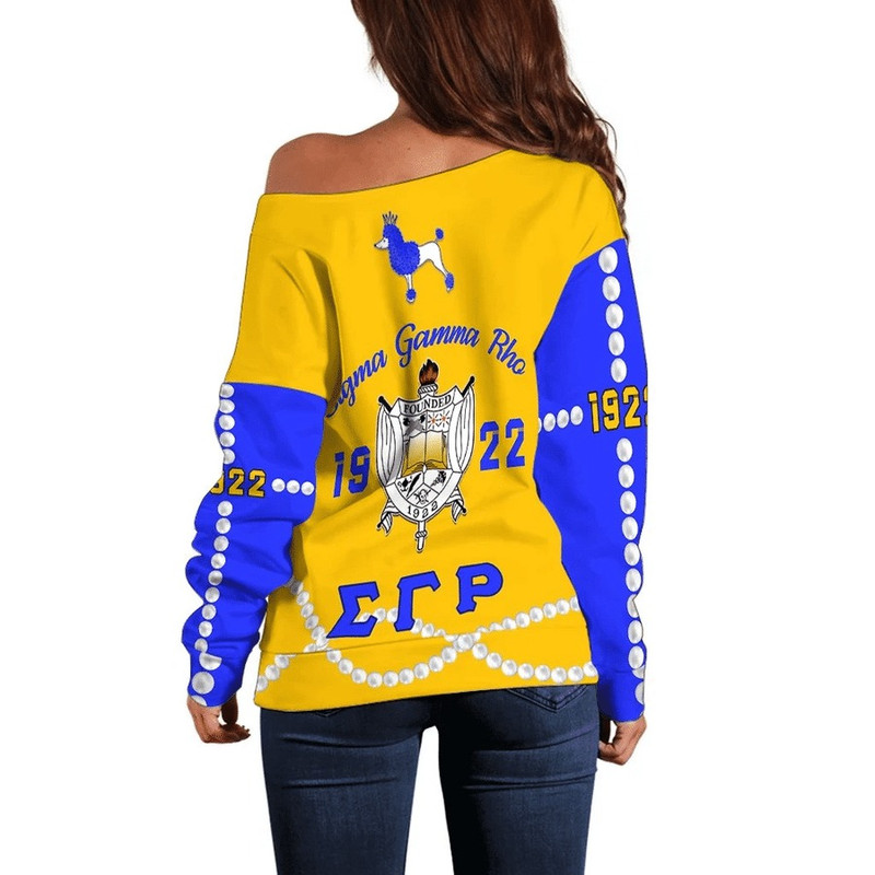 Sigma Gamma Rho Yellow Tea Rose Off Shoulder Sweaters, African Women Off Shoulder For Women