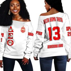 Delta Sigma Theta ( White ) Off Shoulder Sweaters, African Women Off Shoulder For Women