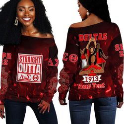 Straight Outta Delta Sigma Theta Off Shoulder Sweaters, African Women Off Shoulder For Women