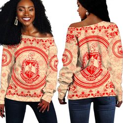 Delta Sigma Theta Floral Pattern Off Shoulder Sweaters, African Women Off Shoulder For Women