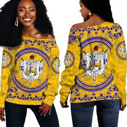 Sigma Gamma Rho Floral Pattern Off Shoulder Sweaters, African Women Off Shoulder For Women