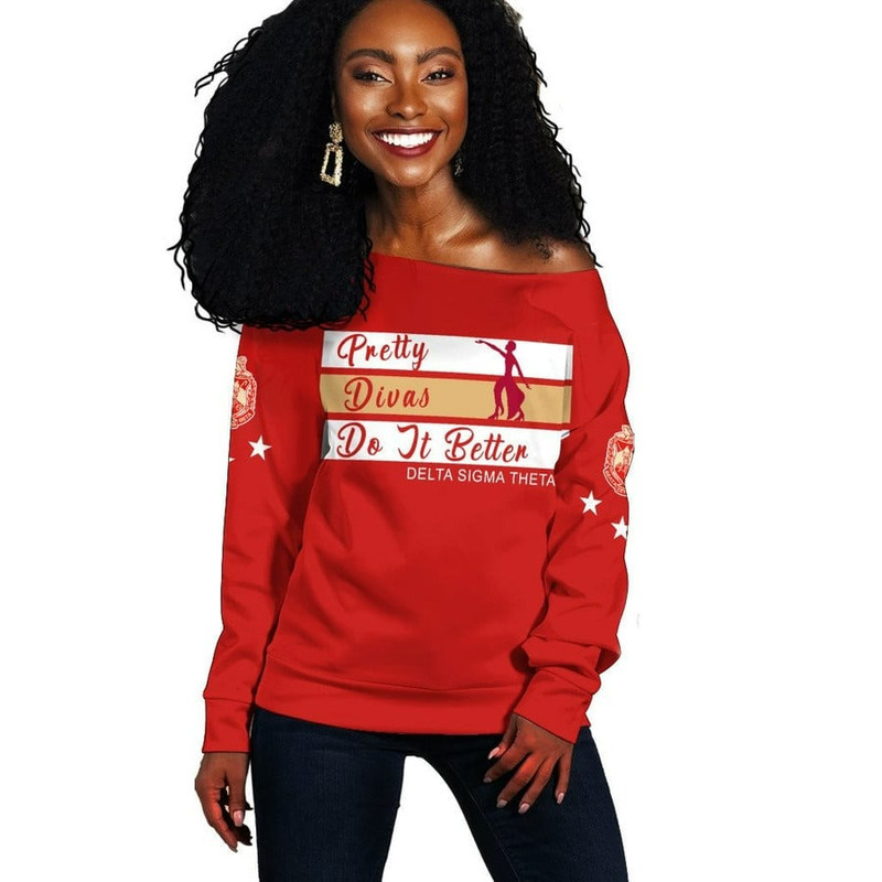 Delta Sigma Theta Greek Life Off Shoulder Sweatshirt, African Women Off Shoulder For Women