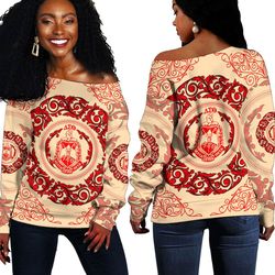 Delta Sigma Theta Cream Sorority Off Shoulder Sweaters, African Women Off Shoulder For Women