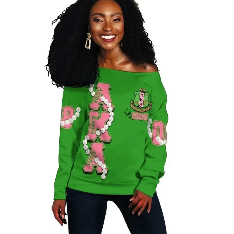 AKA Sorority Pearl Green Offshoulder, African Women Off Shoulder For Women